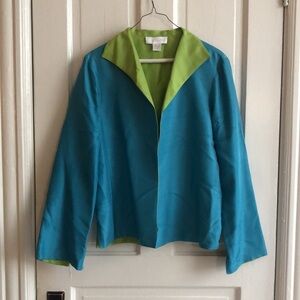 Vintage Marshall Fields 100% Silk Reversible Long Sleeve Open Front Blaz…